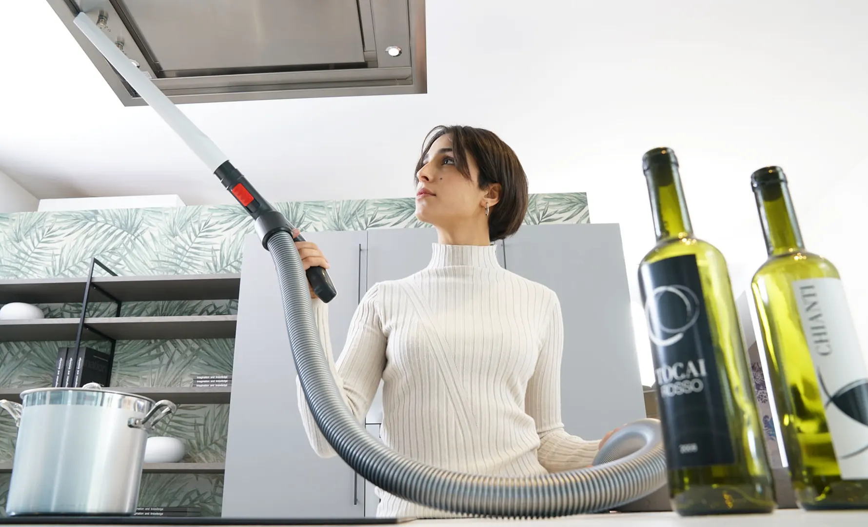 Detail of a built-in central vacuum installation