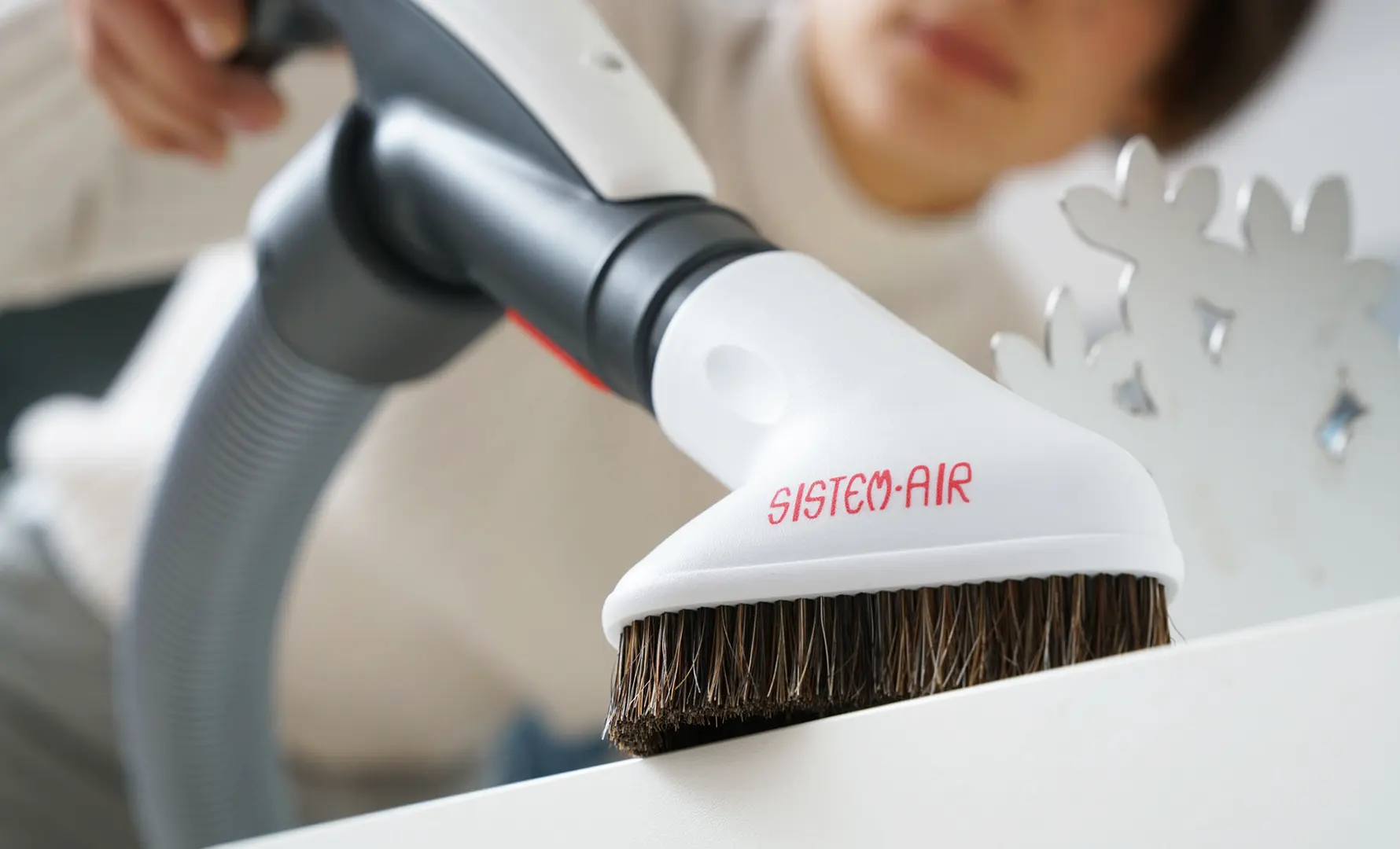 Dusting brush for delicate surfaces with central vacuum